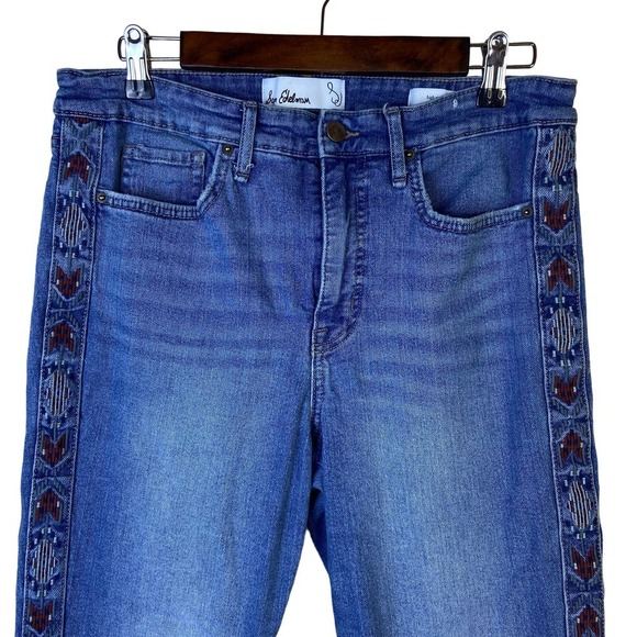 Sam Edelman Size 31 High Rise Slim Straight Jeans‎ Embroidered Southwestern Boho - Picture 2 of 15